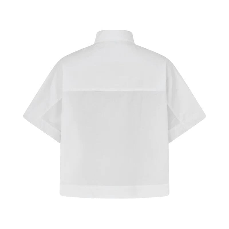 Berte Poplin Curved Hem skjorte - hvid